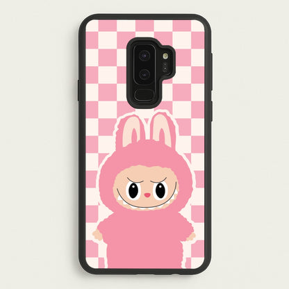 Checkered Cute Pink Monster   - Plushy Phone Case for Galaxy S9 Plus