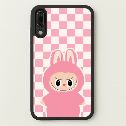 Checkered Cute Pink Monster   - Plushy Phone Case for Huawei P20