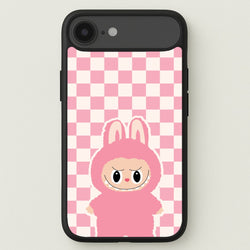 Checkered Cute Pink Monster Phone Case for iPhone 17 Air
