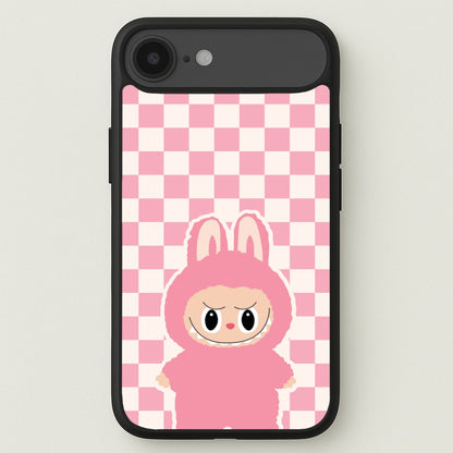 Checkered Cute Pink Monster Phone Case for iPhone 17 Air