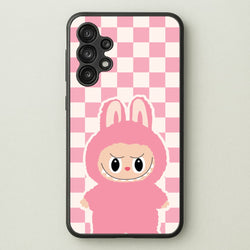Checkered Cute Pink Monster   - Plushy Phone Case for Galaxy A13