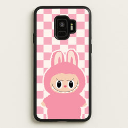 Checkered Cute Pink Monster   - Plushy Phone Case for Galaxy S9