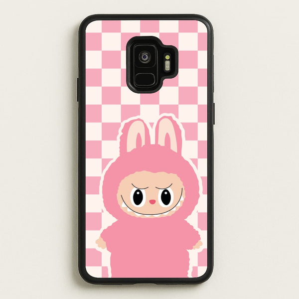 Checkered Cute Pink Monster   - Plushy Phone Case for Galaxy S9