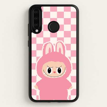 Checkered Cute Pink Monster   - Plushy Phone Case for Huawei P30 Lite