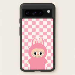 Checkered Cute Pink Monster   - Plushy Phone Case for Google Pixel 8 Pro