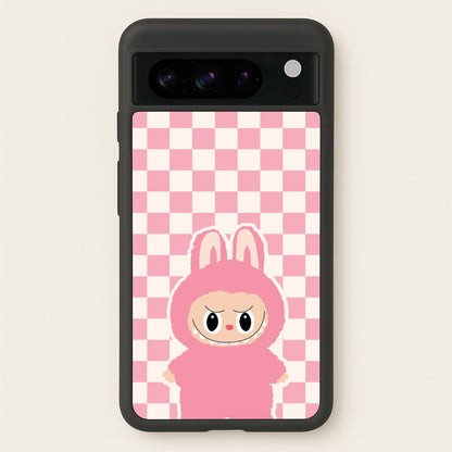 Checkered Cute Pink Monster   - Plushy Phone Case for Google Pixel 8 Pro