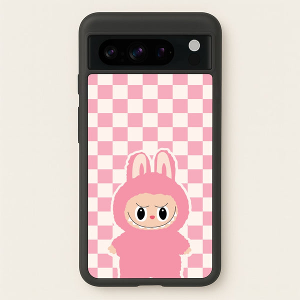 Checkered Cute Pink Monster   - Plushy Phone Case for Google Pixel 8 Pro