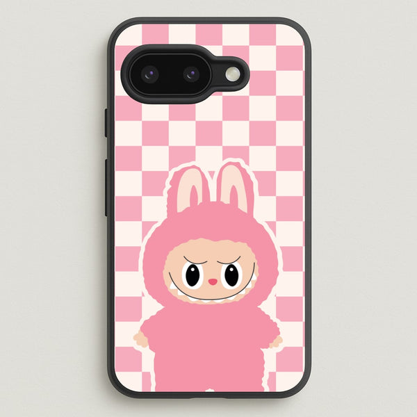 Checkered Cute Pink Monster   - Plushy Phone Case for Google Pixel 9a