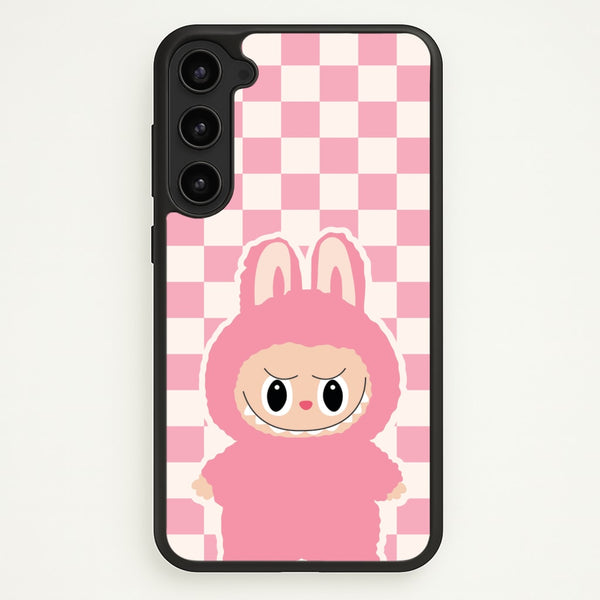 Checkered Cute Pink Monster   - Plushy Phone Case for Galaxy S23
