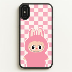 Checkered Cute Pink Monster   - Plushy Phone Case for iPhone XS Max