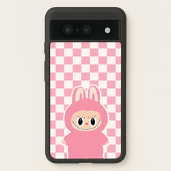 Checkered Cute Pink Monster   - Plushy Phone Case for Google Pixel 8