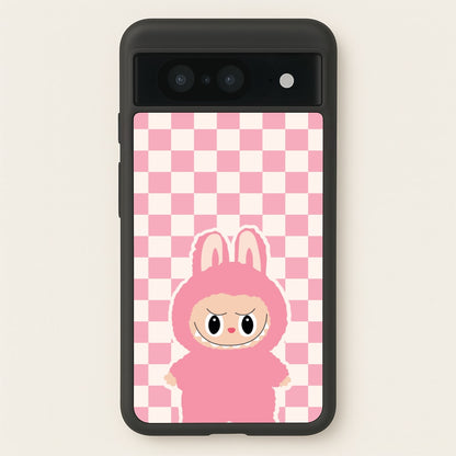 Checkered Cute Pink Monster   - Plushy Phone Case for Google Pixel 8