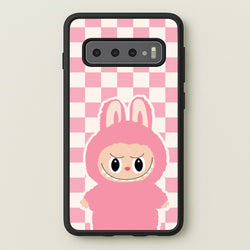 Checkered Cute Pink Monster   - Plushy Phone Case for Galaxy S10 Plus