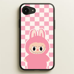 Checkered Cute Pink Monster   - Plushy Phone Case for iPhone 16e