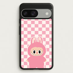 Checkered Cute Pink Monster   - Plushy Phone Case for Google Pixel 9 / 9 Pro