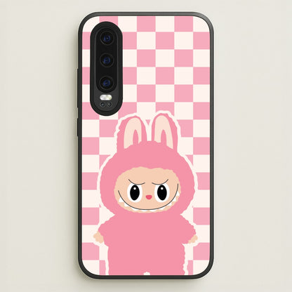 Checkered Cute Pink Monster   - Plushy Phone Case for Huawei P30