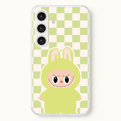 Checkered Cute Green Monster   - Plushy Phone Case for Galaxy S25