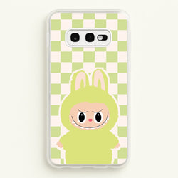 Checkered Cute Green Monster   - Plushy Phone Case for Galaxy S10e