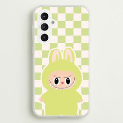 Checkered Cute Green Monster   - Plushy Phone Case for Galaxy S23FE