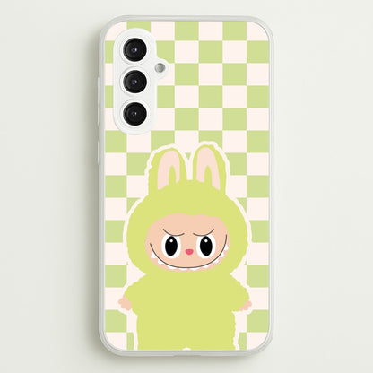 Checkered Cute Green Monster   - Plushy Phone Case for Galaxy S23FE