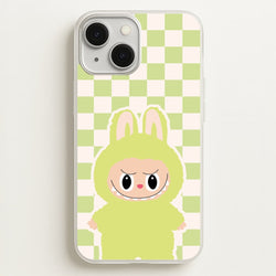 Checkered Cute Green Monster   - Plushy Phone Case for iPhone 13