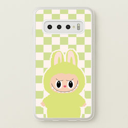 Checkered Cute Green Monster   - Plushy Phone Case for Galaxy S10
