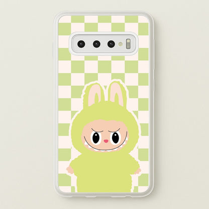 Checkered Cute Green Monster   - Plushy Phone Case for Galaxy S10