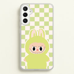 Checkered Cute Green Monster   - Plushy Phone Case for Galaxy A36