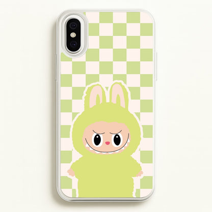 Checkered Cute Green Monster   - Plushy Phone Case for iPhone XS Max