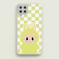 Checkered Cute Green Monster   - Plushy Phone Case for Galaxy A12