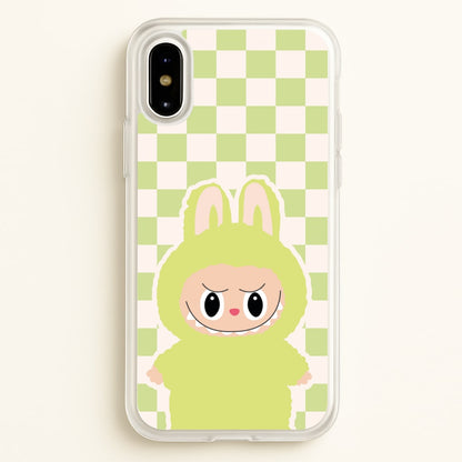 Checkered Cute Green Monster   - Plushy Phone Case for iPhone X / XS