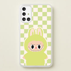 Checkered Cute Green Monster   - Plushy Phone Case for Galaxy A71