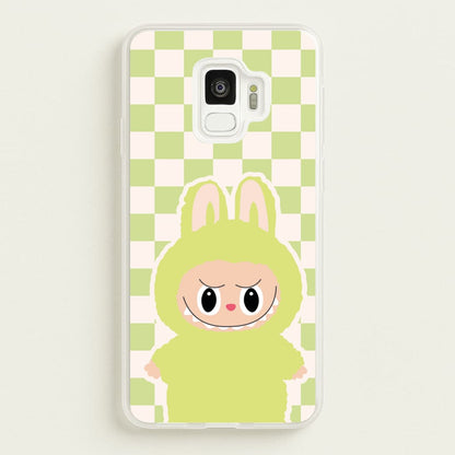 Checkered Cute Green Monster   - Plushy Phone Case for Galaxy S9