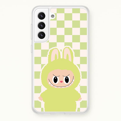Checkered Cute Green Monster   - Plushy Phone Case for Galaxy S21 Plus