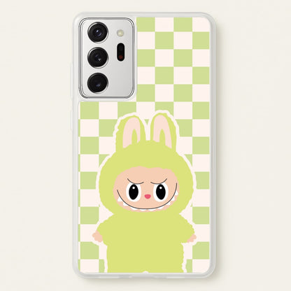 Checkered Cute Green Monster   - Plushy Phone Case for Galaxy Note 20 Ultra