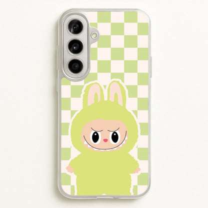 Checkered Cute Green Monster   - Plushy Phone Case for Galaxy A56