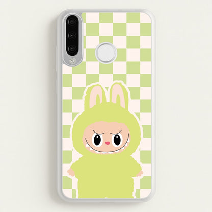 Checkered Cute Green Monster   - Plushy Phone Case for Huawei P30 Lite