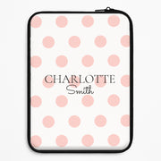 Pink Polka Dot Personalised Laptop Sleeve 1