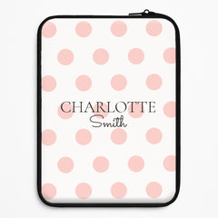 Pink Polka Dot Personalised Laptop Sleeve