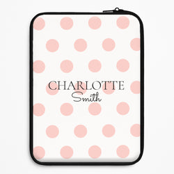 Pink Polka Dot Personalised Laptop Sleeve