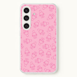 Bricks Figures Pattern Pink  - Bricks Phone Case for Galaxy S24