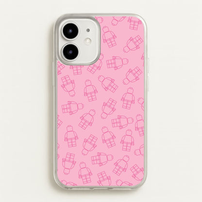 Bricks Figures Pattern Pink  - Bricks Phone Case for iPhone 12 / 12 Pro