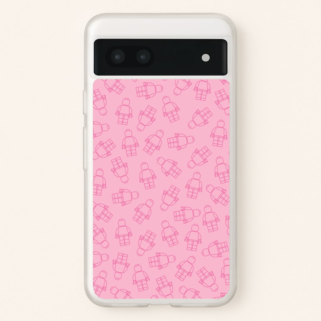 Bricks Figures Pattern Pink  - Bricks Phone Case for Google Pixel 7a