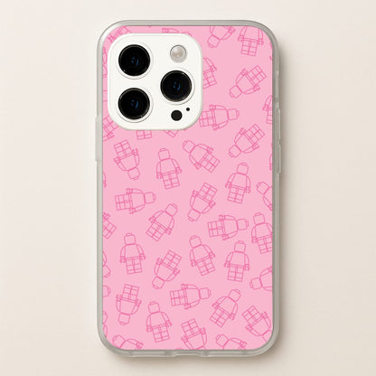 Bricks Figures Pattern Pink  - Bricks Phone Case for iPhone 14 Pro Max