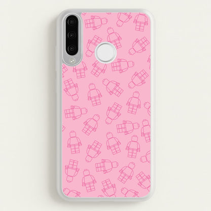 Bricks Figures Pattern Pink  - Bricks Phone Case for Huawei P30 Lite