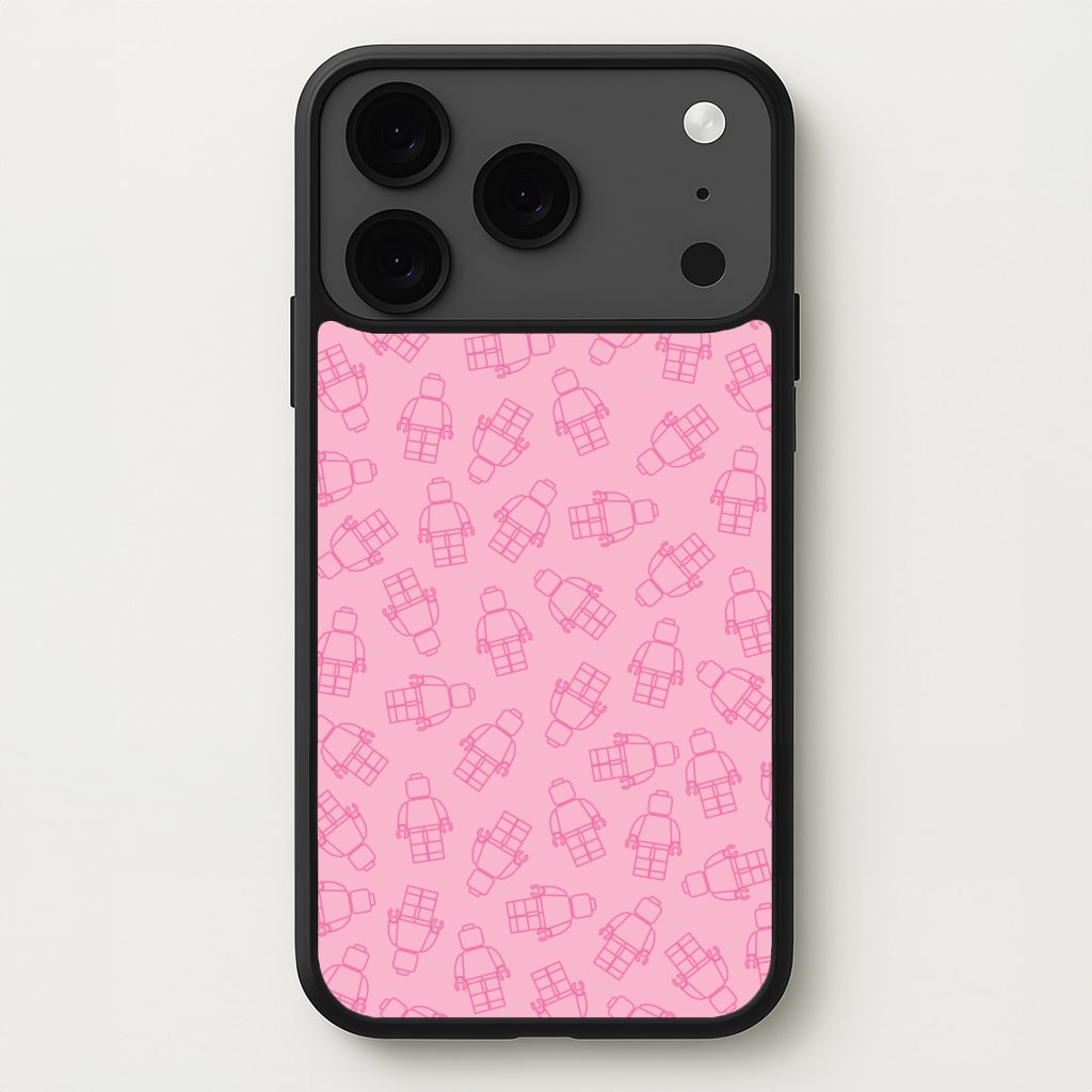 Bricks Figures Pattern Pink Phone Case for iPhone 17 Pro Max