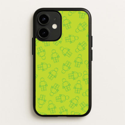 Bricks Figures Pattern Green  - Bricks Phone Case for iPhone 12 / 12 Pro