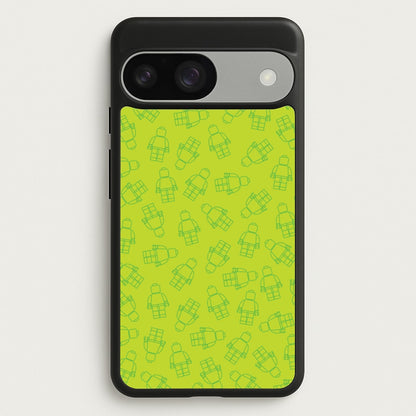 Bricks Figures Pattern Green  - Bricks Phone Case for Google Pixel 9 / 9 Pro