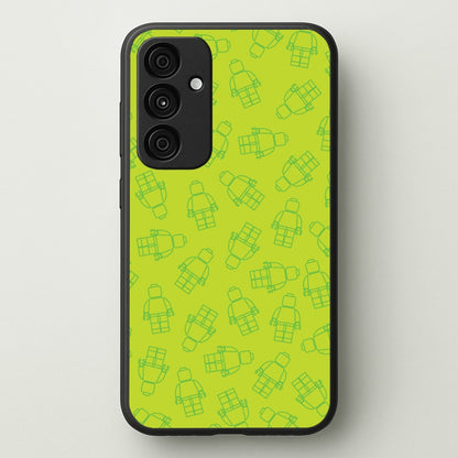 Bricks Figures Pattern Green  - Bricks Phone Case for Galaxy A35