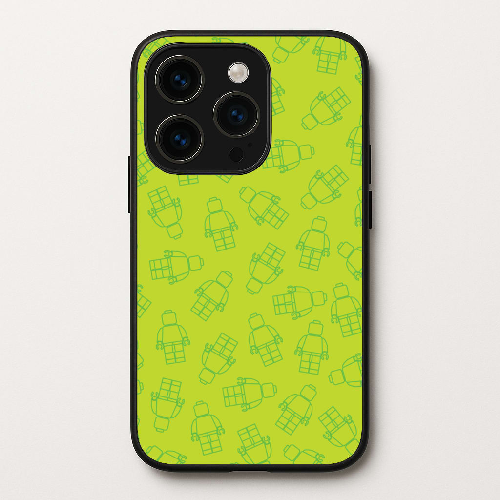 Bricks Figures Pattern Green  - Bricks Phone Case for iPhone 15 Pro Max